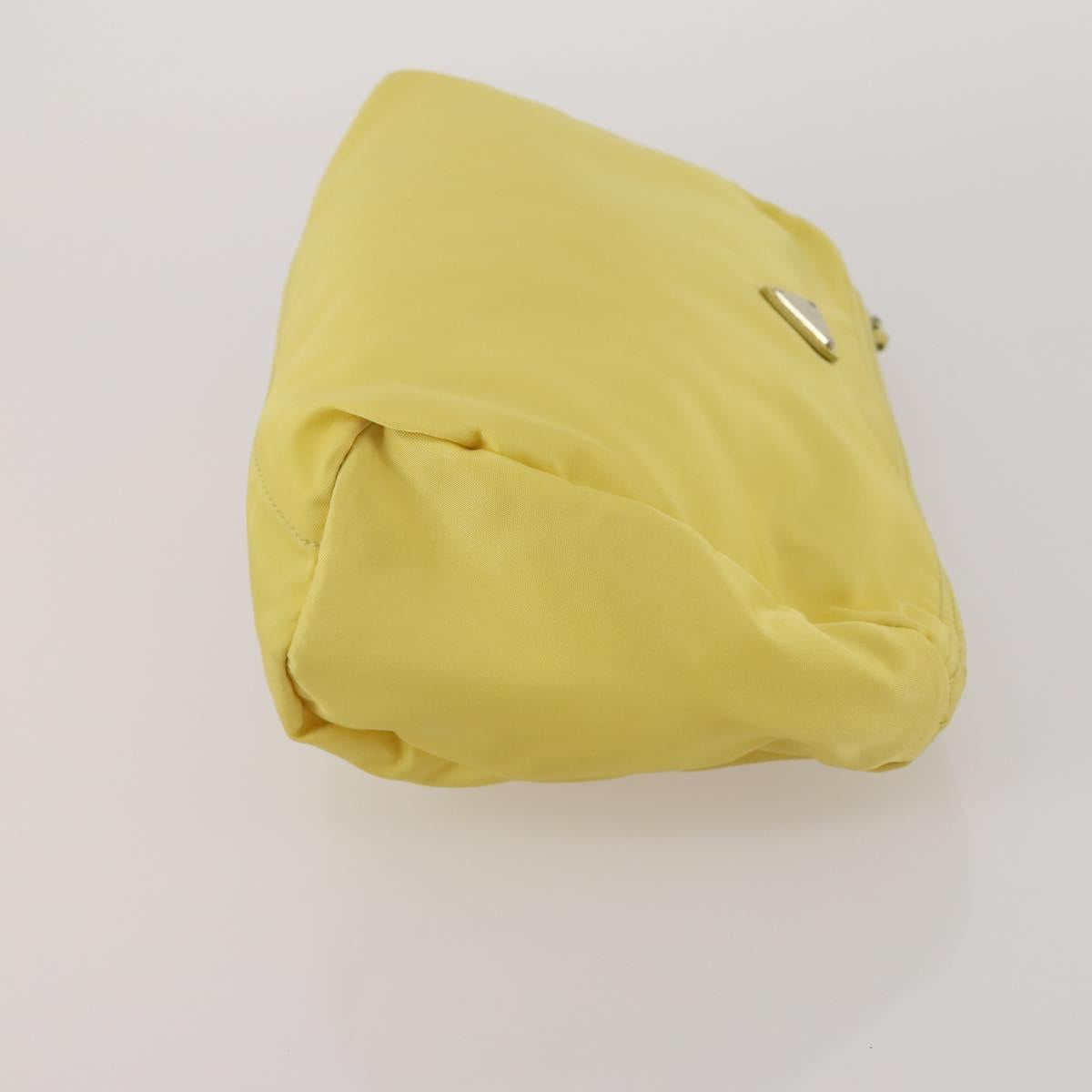 PRADA Clutch Bag Pouch Canvas Nylon 4 Set Beige Yellow Auth ti4021