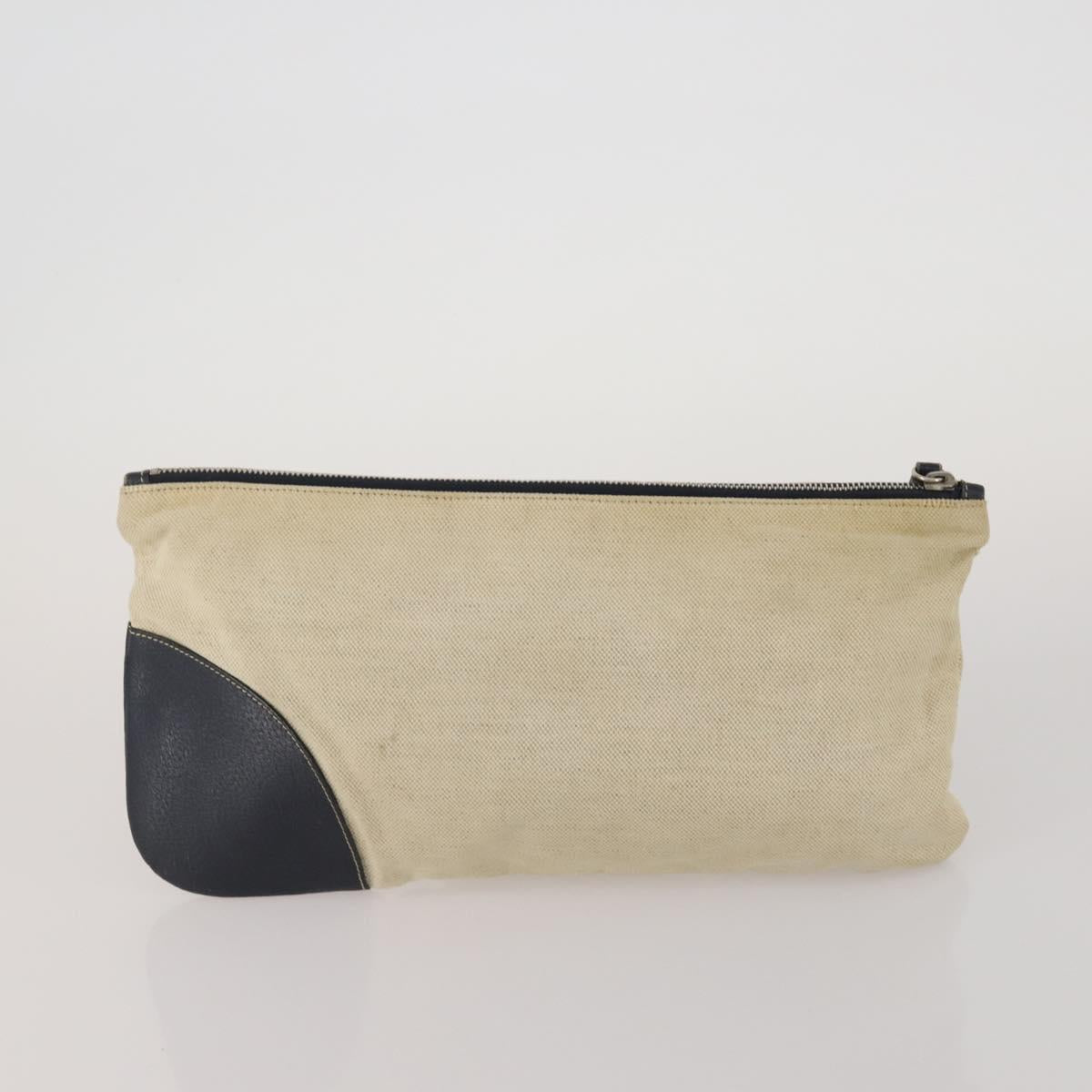 PRADA Clutch Bag Pouch Canvas Nylon 4 Set Beige Yellow Auth ti4021