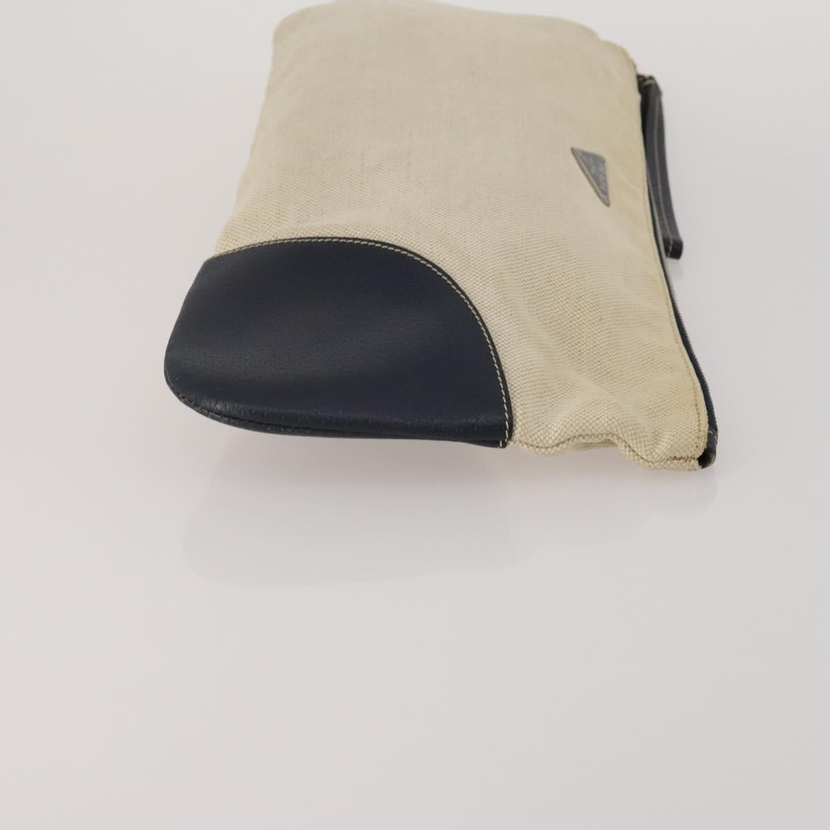 PRADA Clutch Bag Pouch Canvas Nylon 4 Set Beige Yellow Auth ti4021