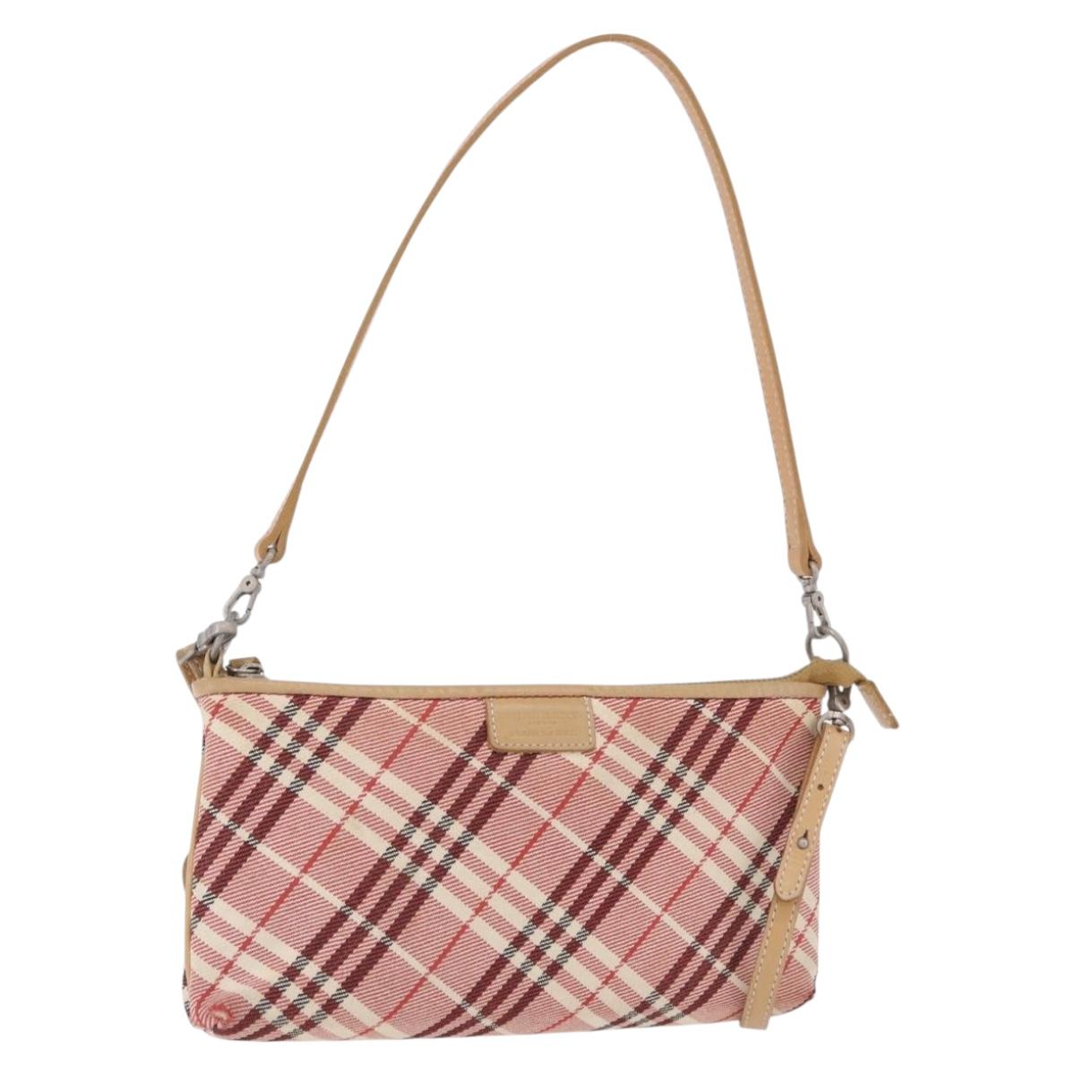 BURBERRY Nova Check Shoulder Bag Canvas 2way Red Silver Auth ti4023