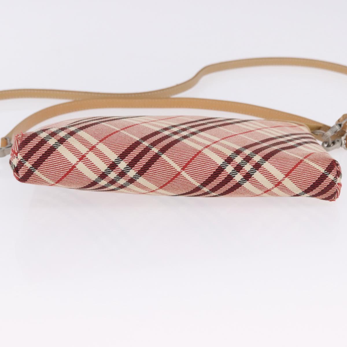 BURBERRY Nova Check Shoulder Bag Canvas 2way Red Silver Auth ti4023