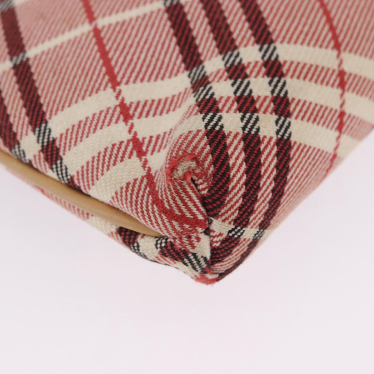BURBERRY Nova Check Shoulder Bag Canvas 2way Red Silver Auth ti4023