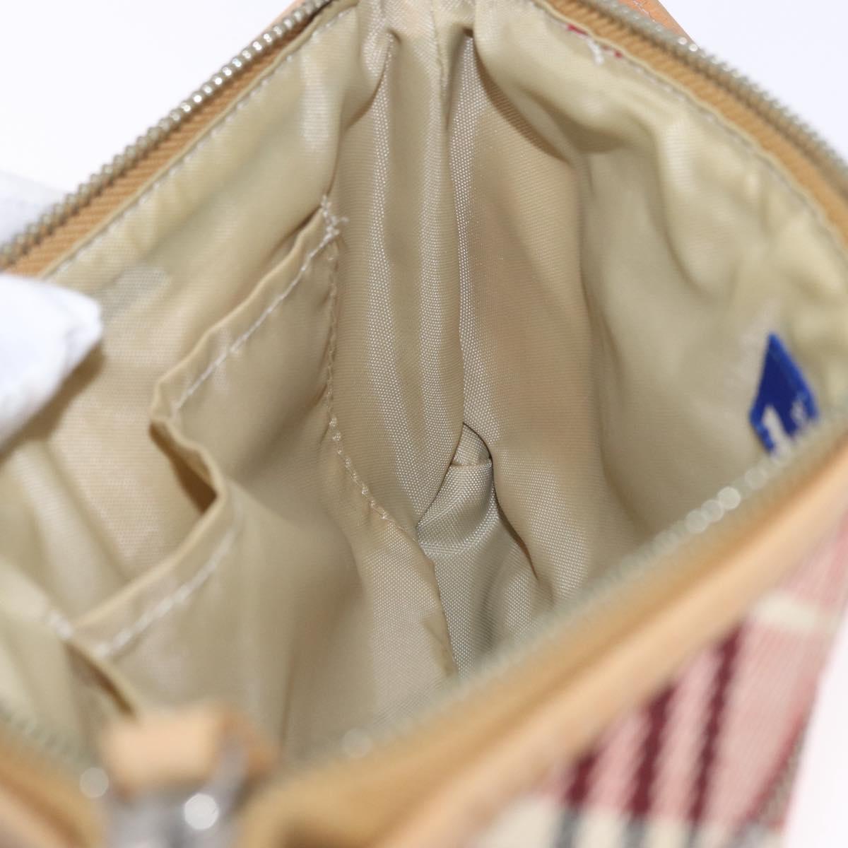 BURBERRY Nova Check Shoulder Bag Canvas 2way Red Silver Auth ti4023