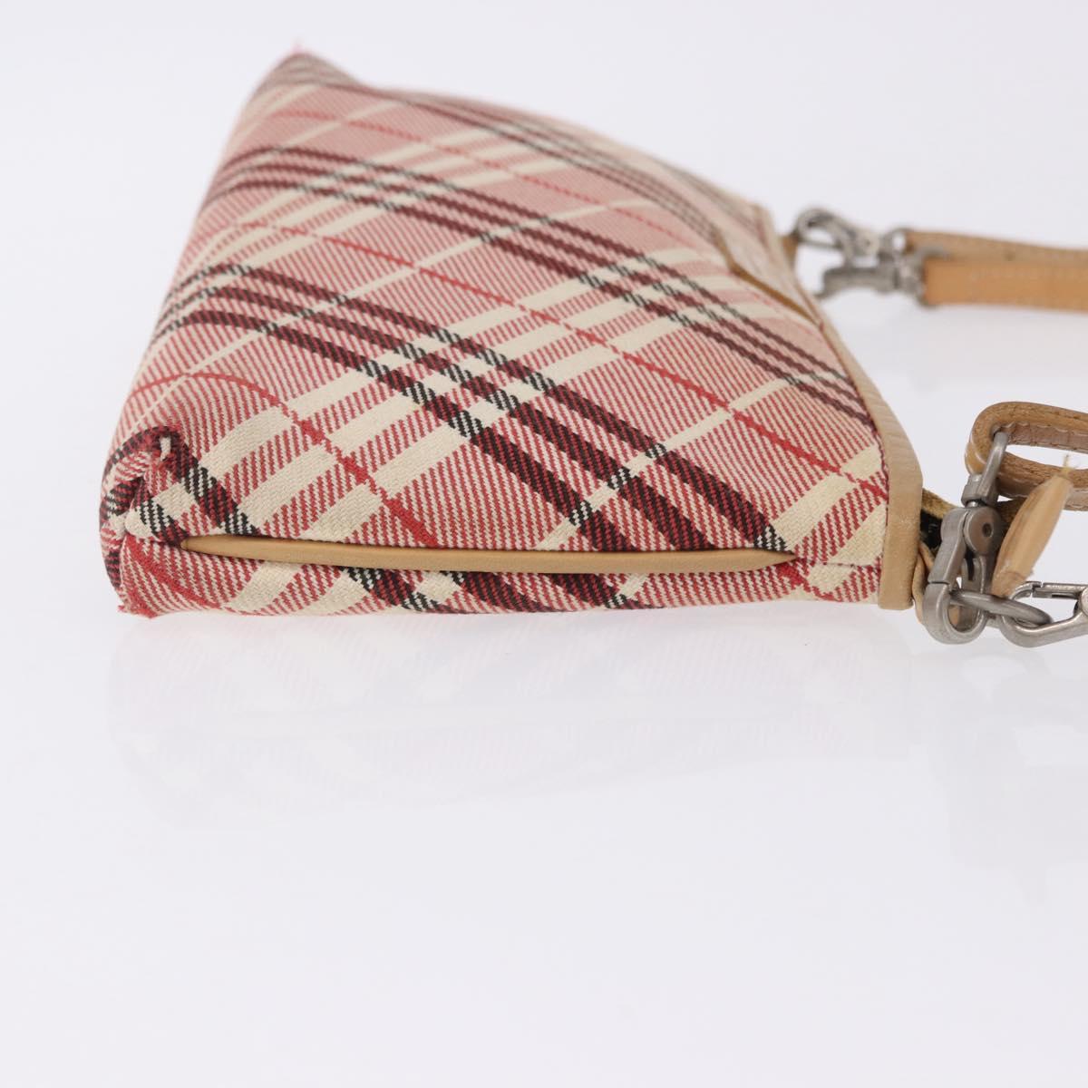 BURBERRY Nova Check Shoulder Bag Canvas 2way Red Silver Auth ti4023