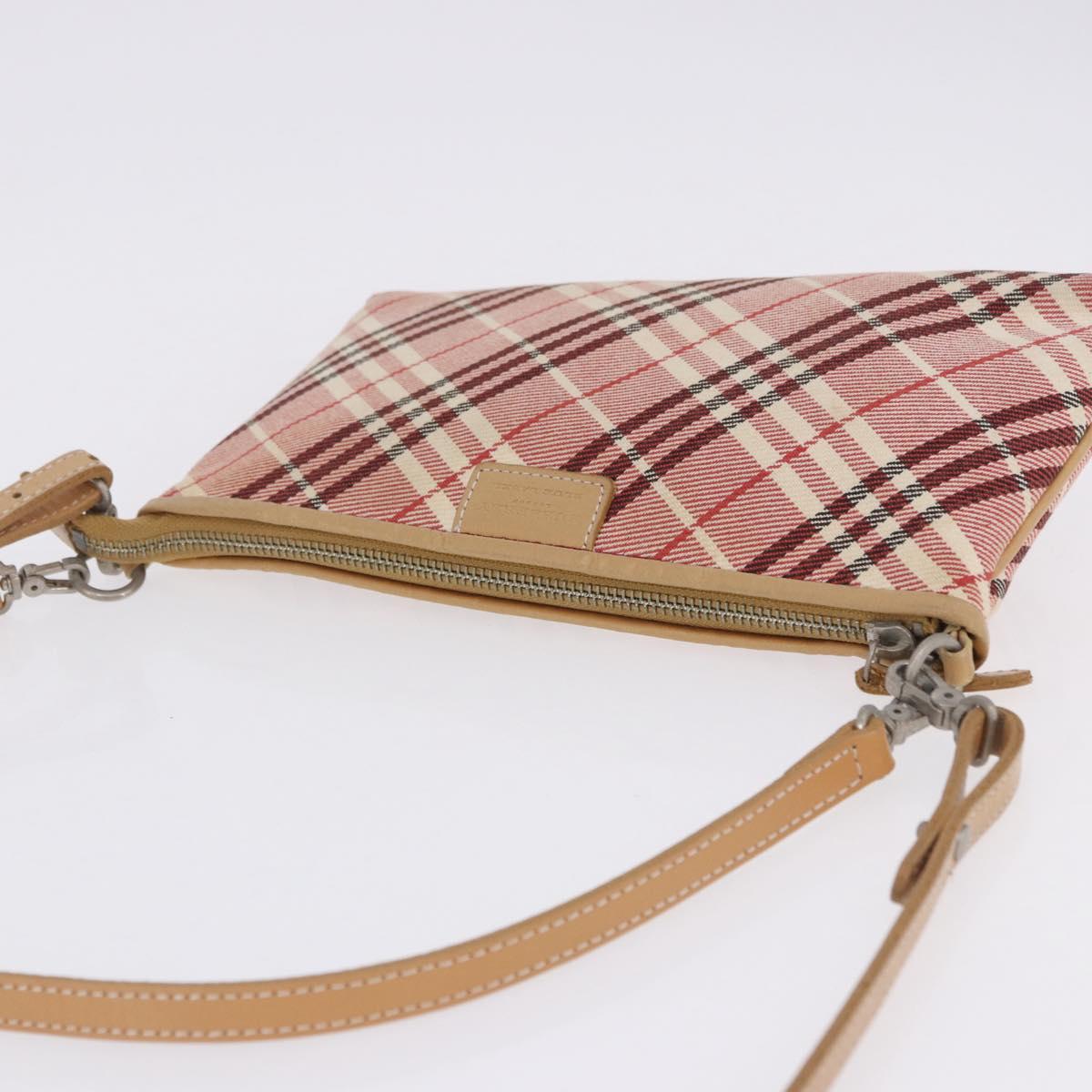 BURBERRY Nova Check Shoulder Bag Canvas 2way Red Silver Auth ti4023