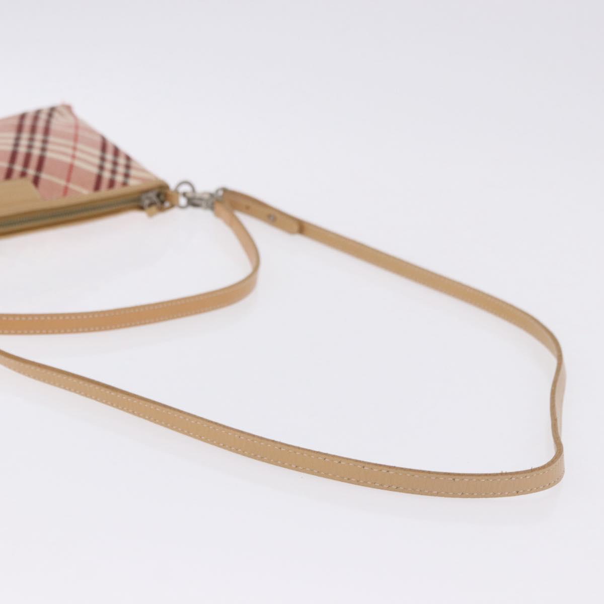 BURBERRY Nova Check Shoulder Bag Canvas 2way Red Silver Auth ti4023