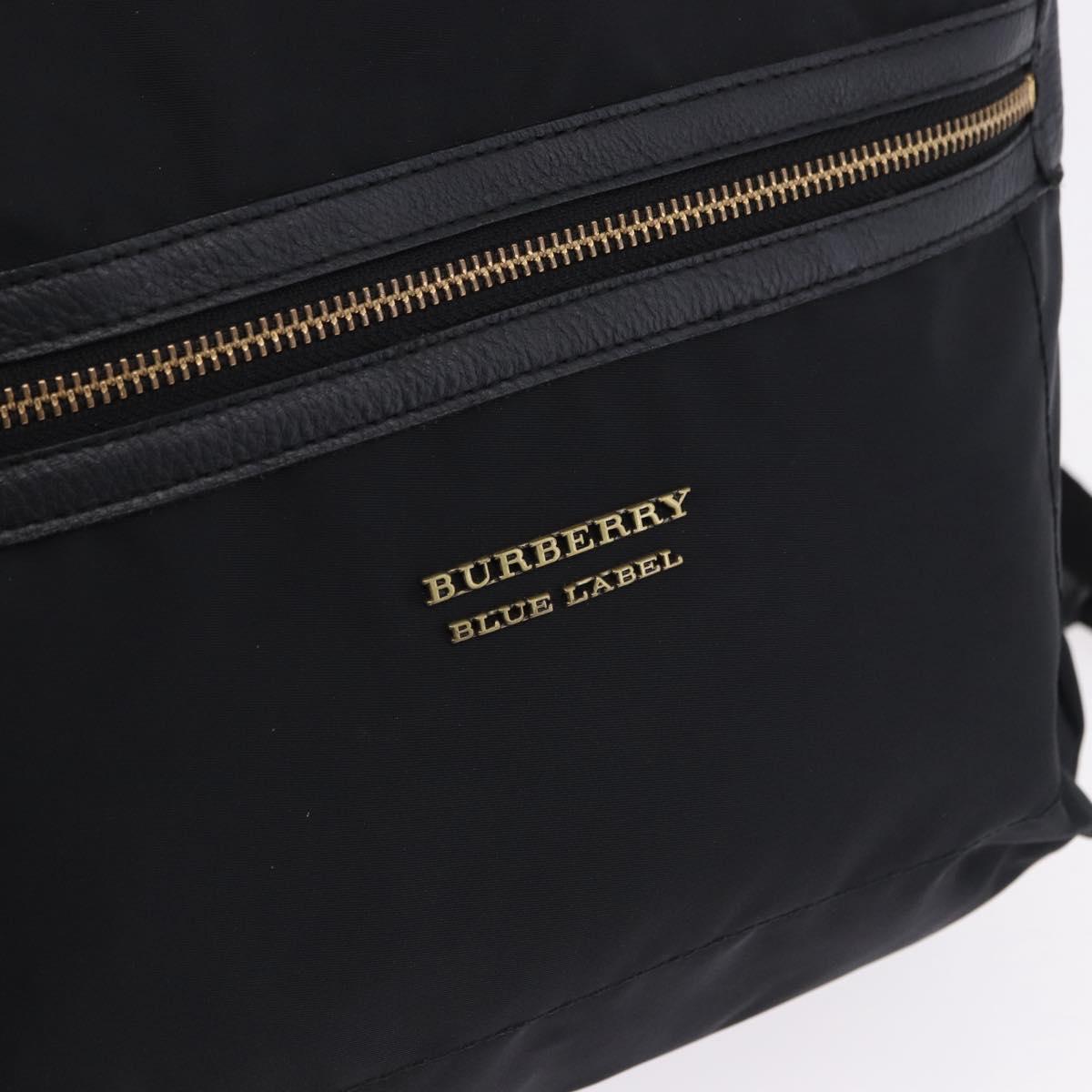 BURBERRY Backpack Nylon Black Gold Tone Auth ti4024