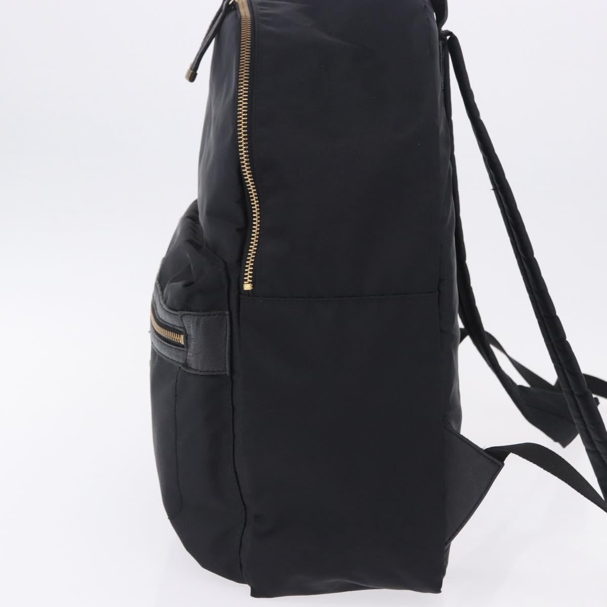 BURBERRY Backpack Nylon Black Gold Tone Auth ti4024