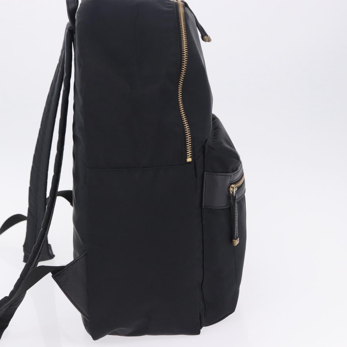 BURBERRY Backpack Nylon Black Gold Tone Auth ti4024