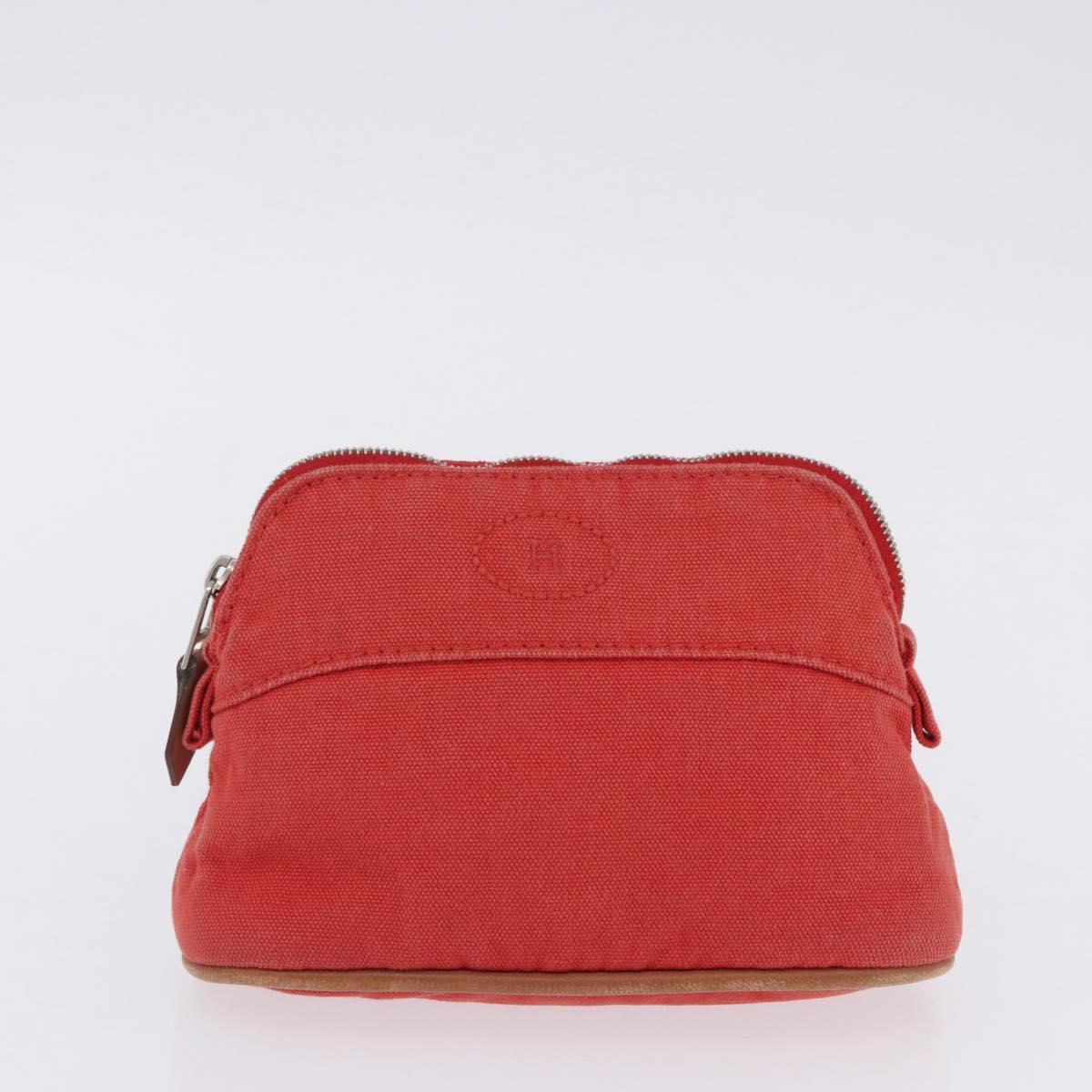 HERMES Pouch Cotton 2 Set Red Auth ti4025