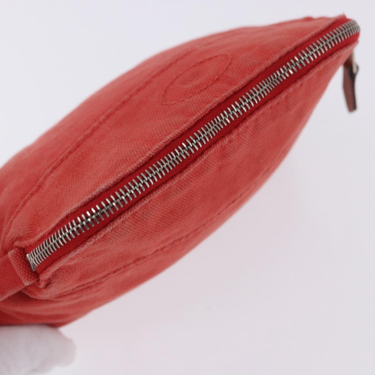 HERMES Pouch Cotton 2 Set Red Auth ti4025