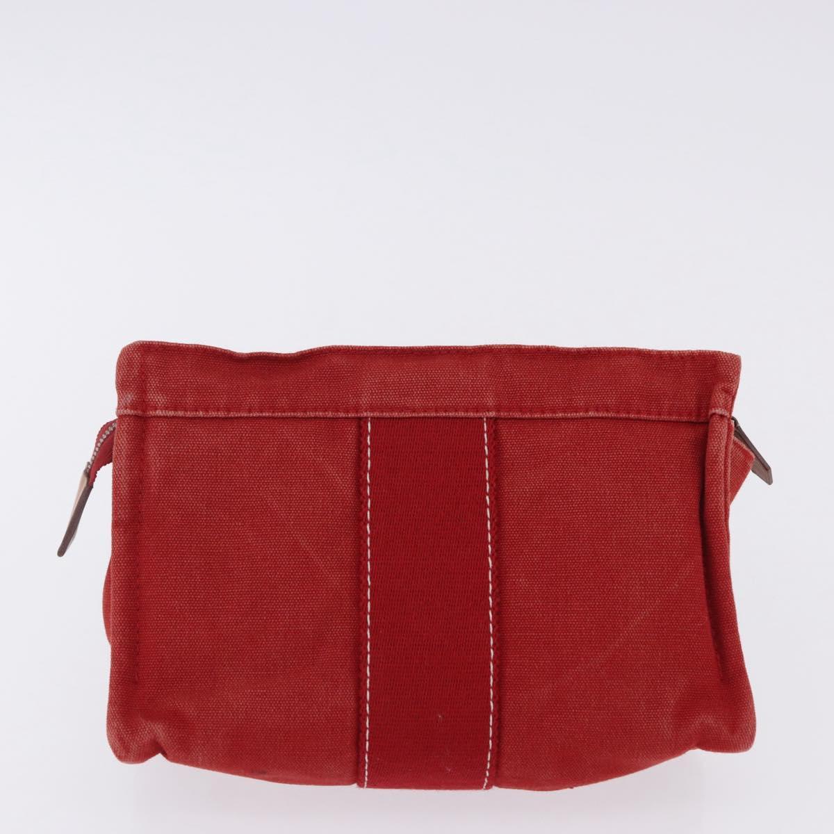 HERMES Pouch Cotton 2 Set Red Auth ti4025