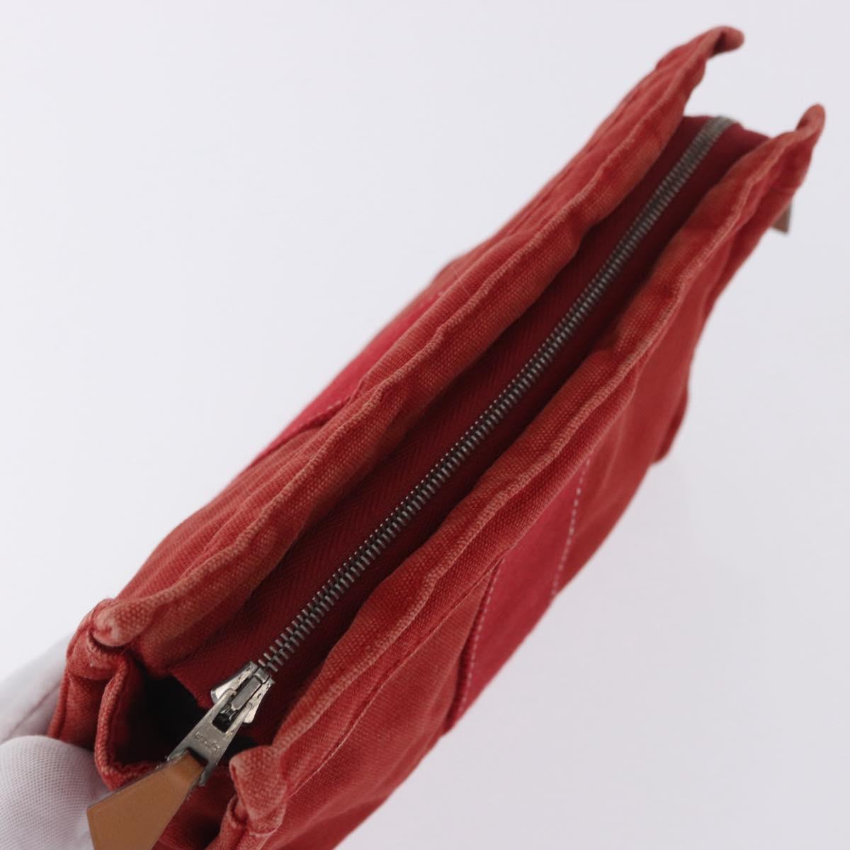 HERMES Pouch Cotton 2 Set Red Auth ti4025