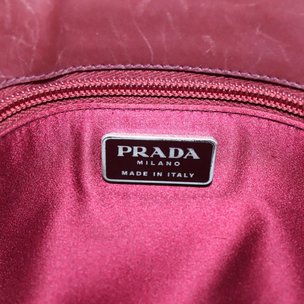 PRADA Hand Bag Leather White Red Auth ti4026