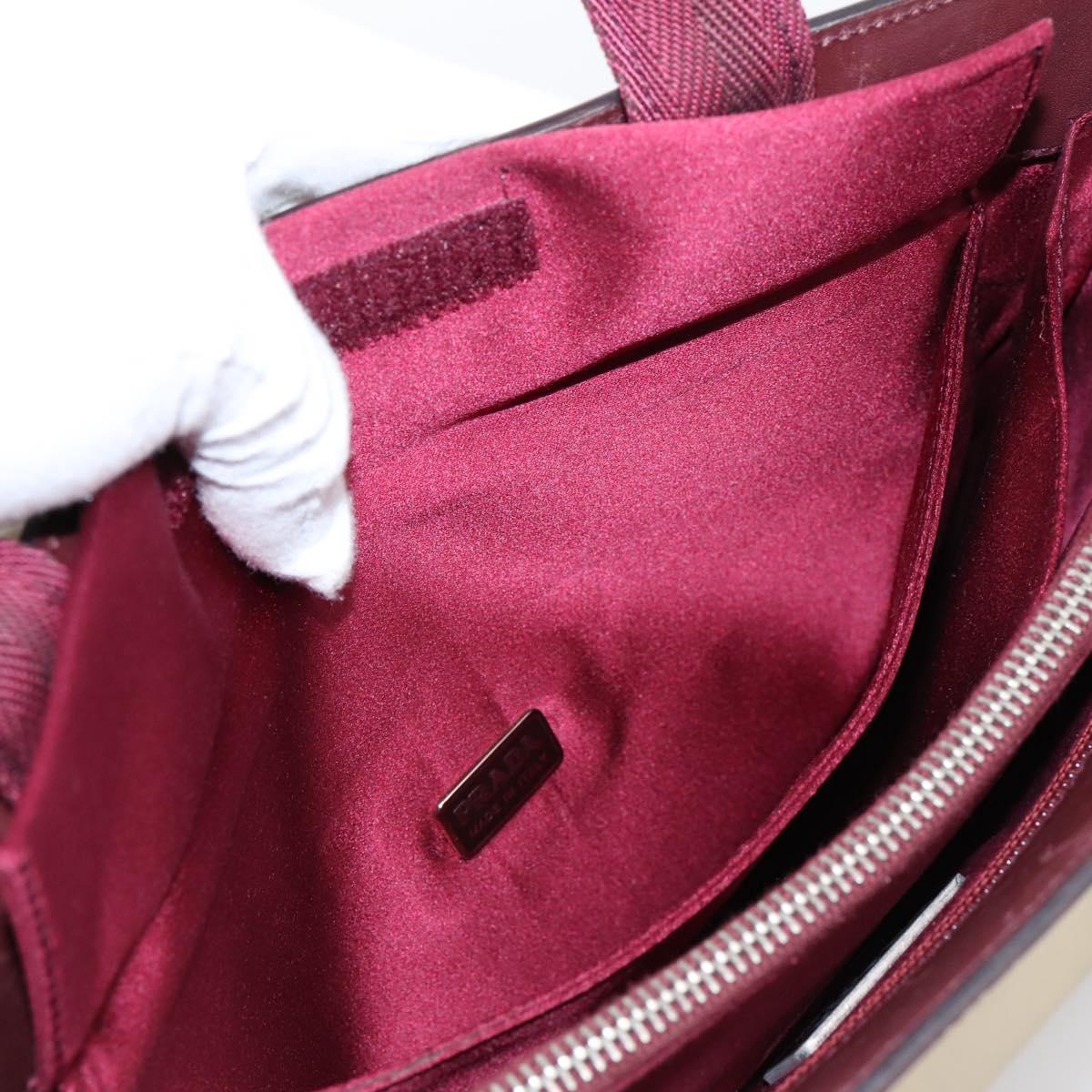 PRADA Hand Bag Leather White Red Auth ti4026