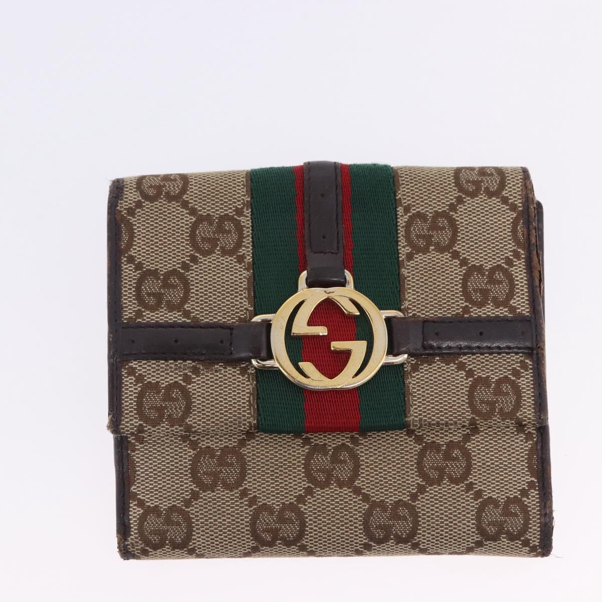GUCCI GG Canvas Key Ring Web Sherry Line Wallet 4 Set Beige Auth ti4027