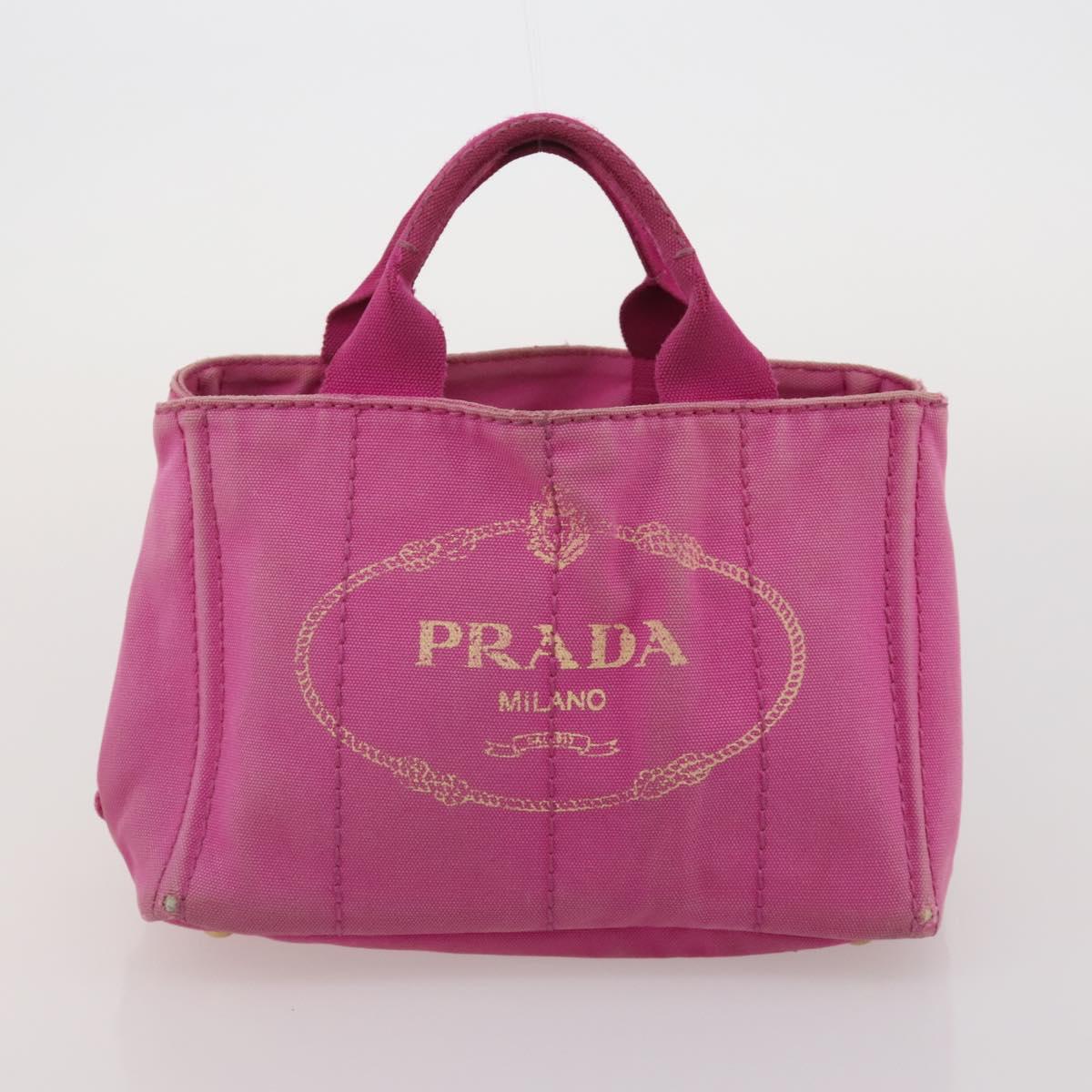 PRADA Canapa PM Hand Bag Canvas 2 Set Pink Navy Auth ti4029