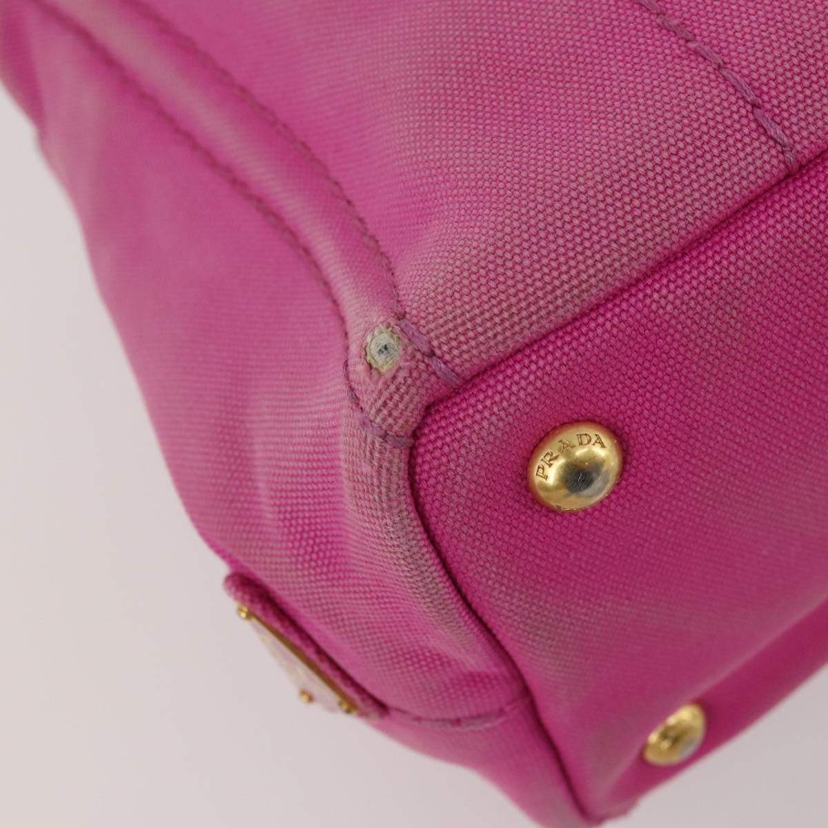 PRADA Canapa PM Hand Bag Canvas 2 Set Pink Navy Auth ti4029