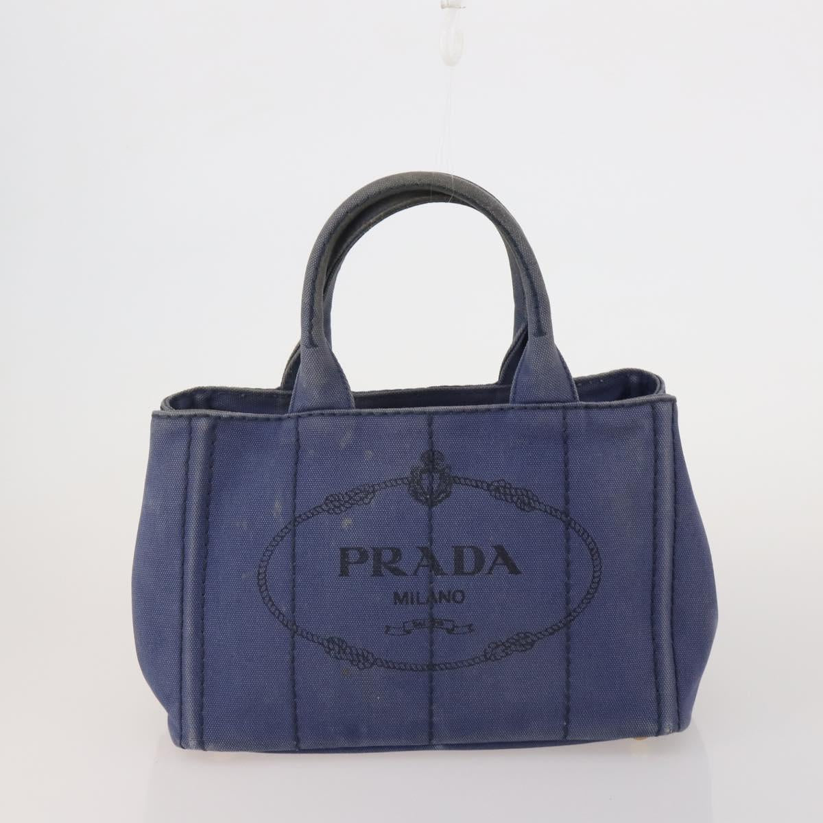 PRADA Canapa PM Hand Bag Canvas 2 Set Pink Navy Auth ti4029
