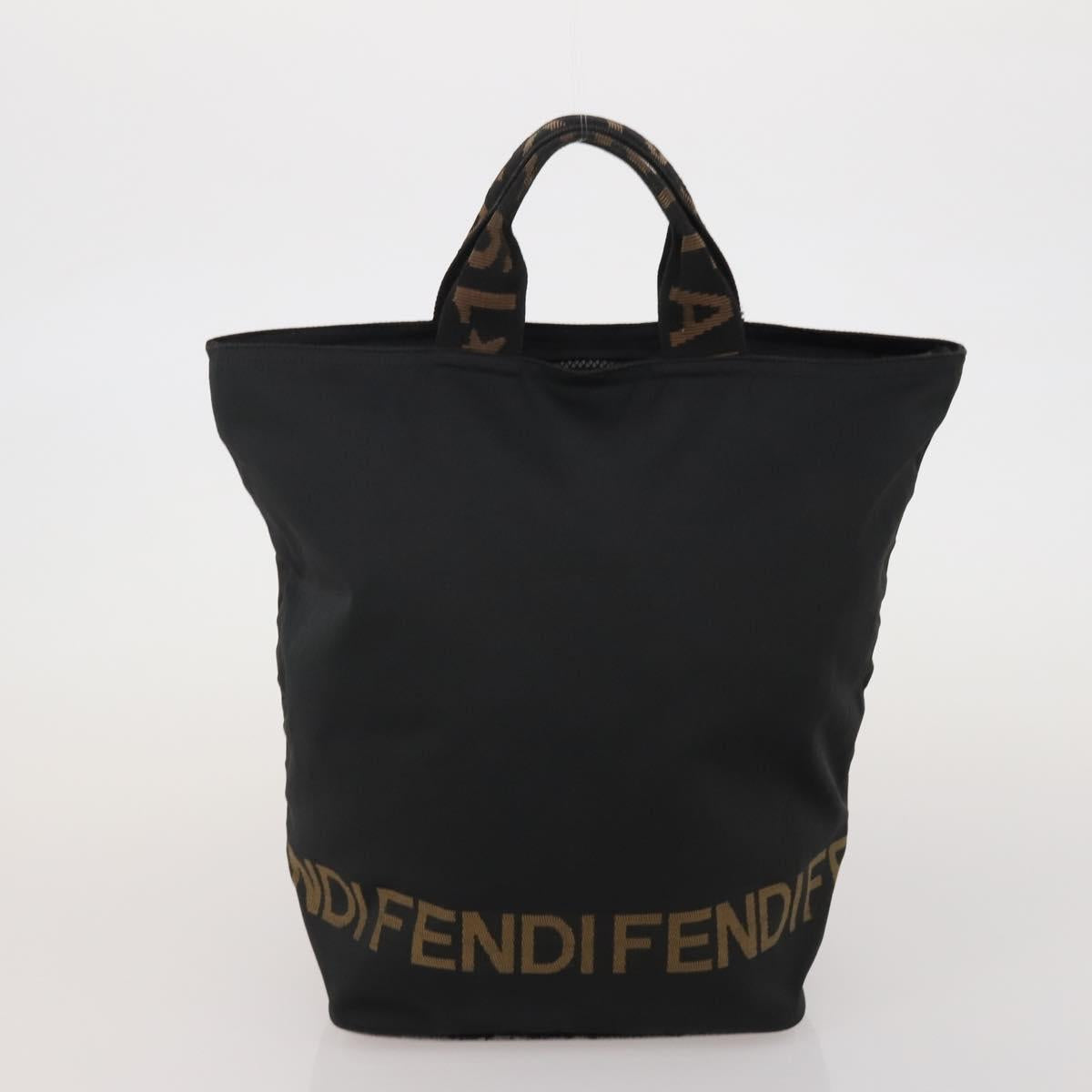 FENDI Tote Bag Canvas 2 Set Black Auth ti4030