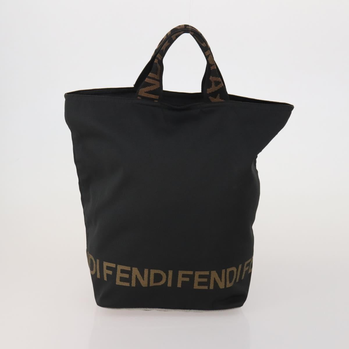 FENDI Tote Bag Canvas 2 Set Black Auth ti4030