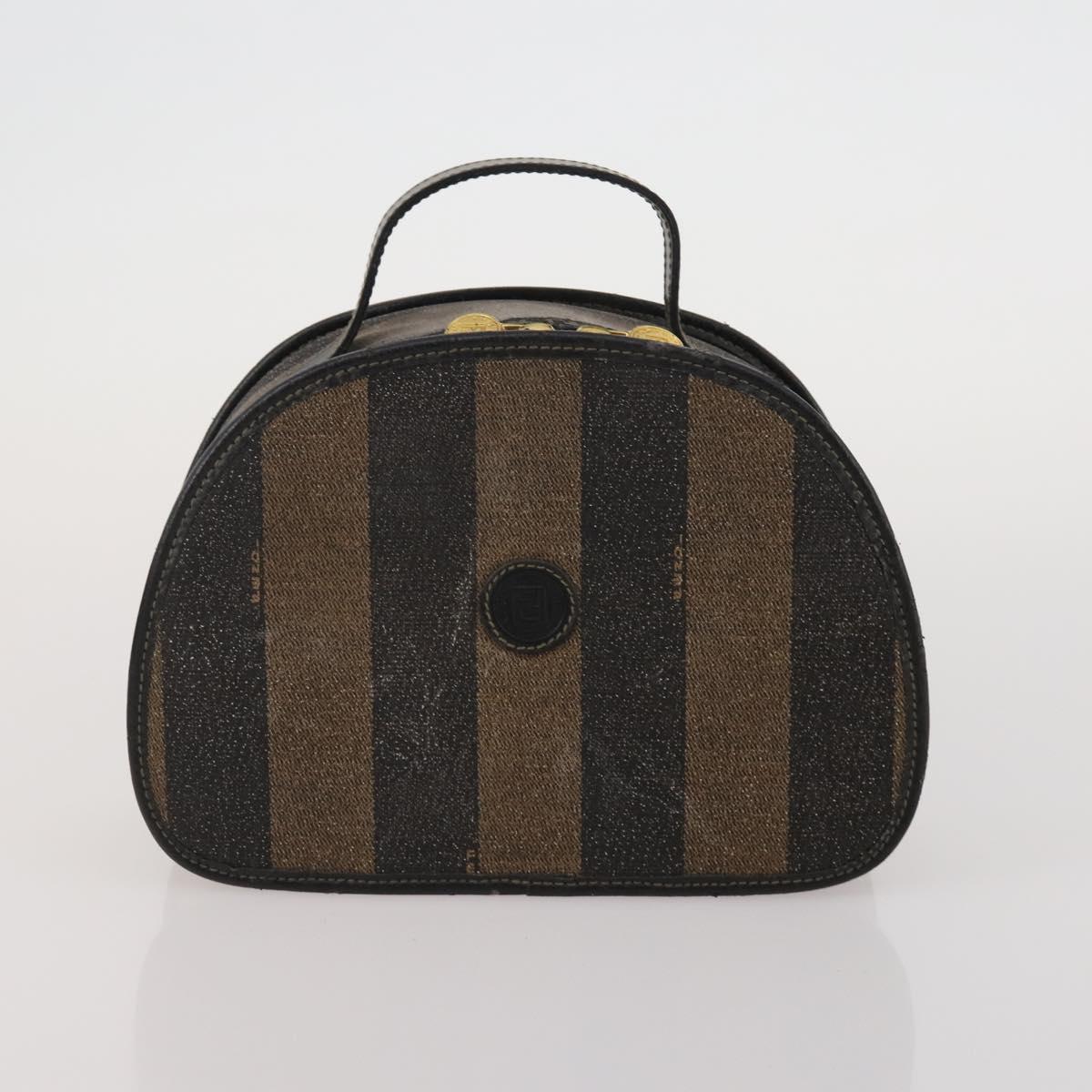 FENDI Pecan Canvas Hand Bag Shoulder Bag 4 Set Black Brown Auth ti4031