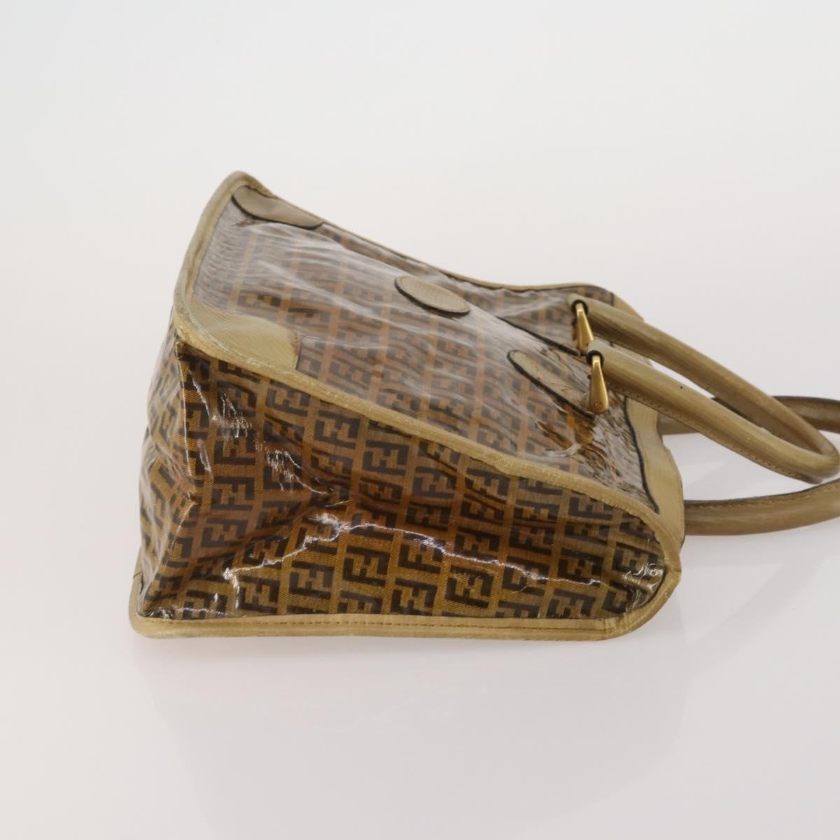 FENDI Zucchino Hand Bag Shoulder Bag PVC 2 Set Brown Gold Tone Auth ti4032