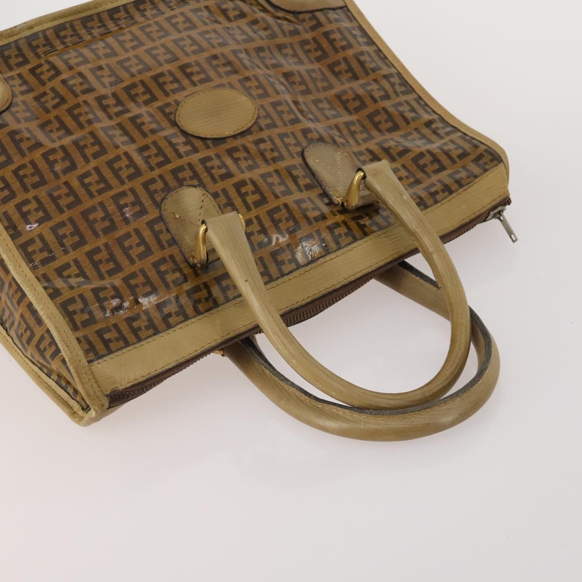 FENDI Zucchino Hand Bag Shoulder Bag PVC 2 Set Brown Gold Tone Auth ti4032