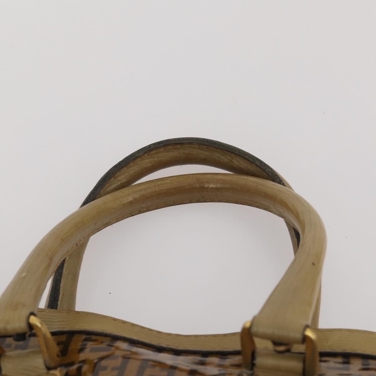 FENDI Zucchino Hand Bag Shoulder Bag PVC 2 Set Brown Gold Tone Auth ti4032