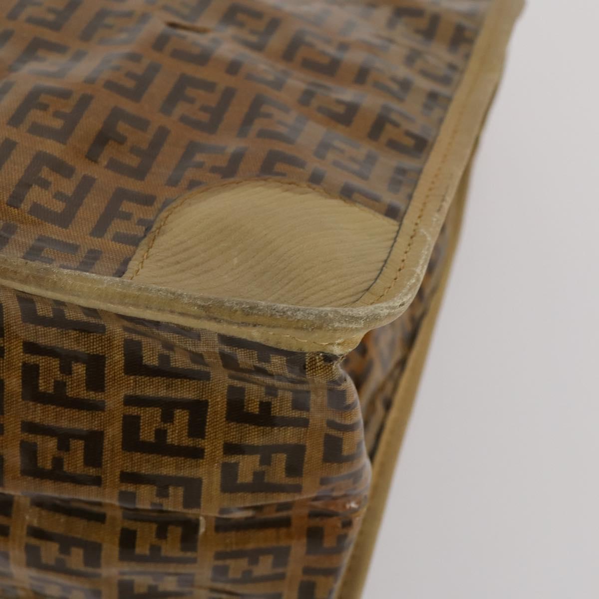 FENDI Zucchino Hand Bag Shoulder Bag PVC 2 Set Brown Gold Tone Auth ti4032