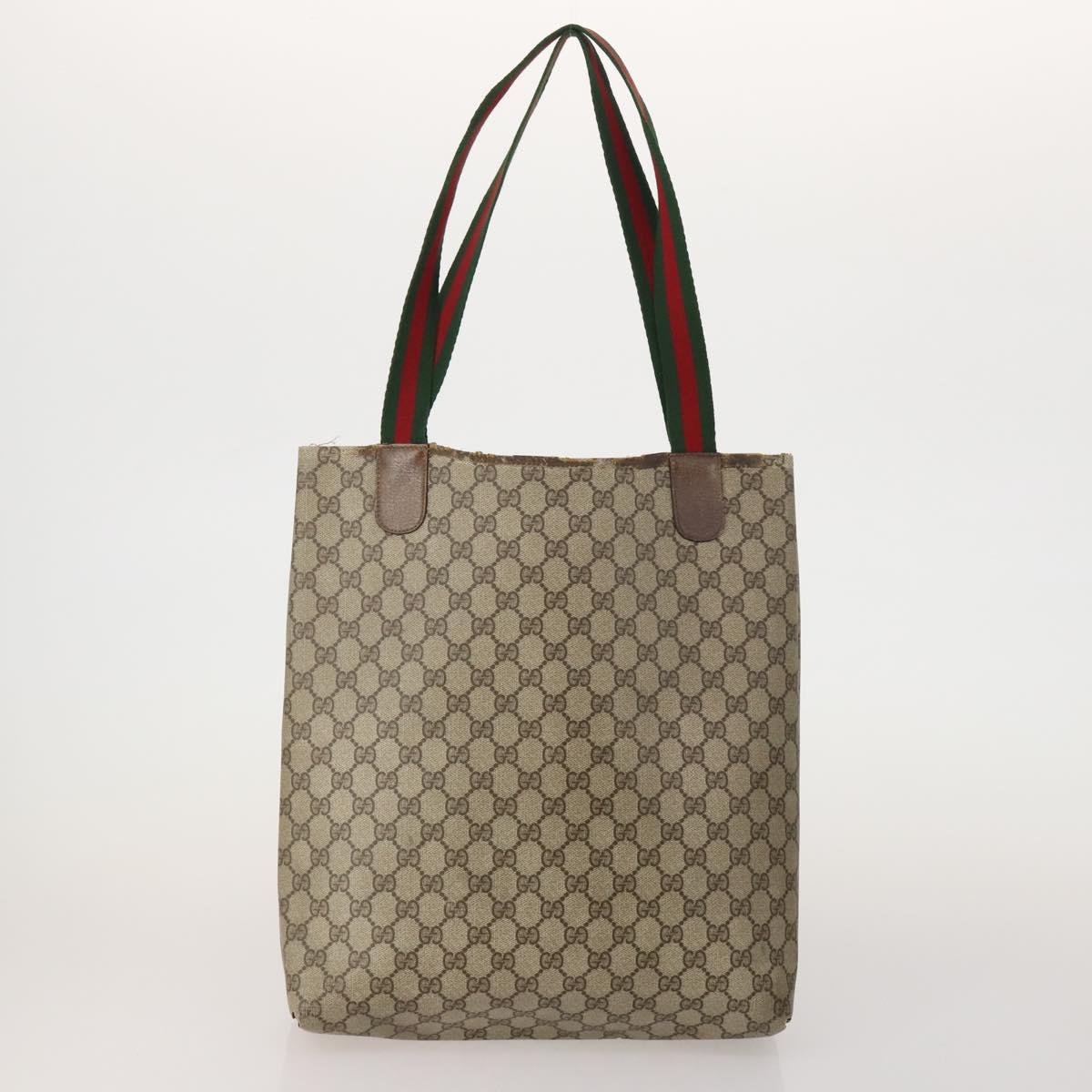 GUCCI GG Web Sherry Line Tote Bag Hand Bag 4 Set Beige Brown Auth ti4033