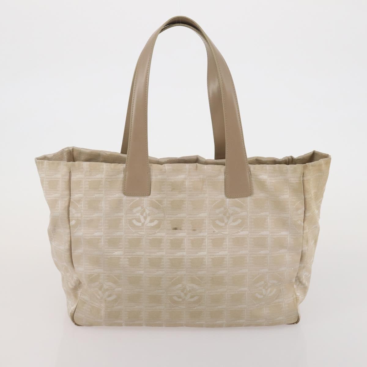 HERMES Chanel Tote Bag Canvas 2 Set Black Beige Auth ti4035