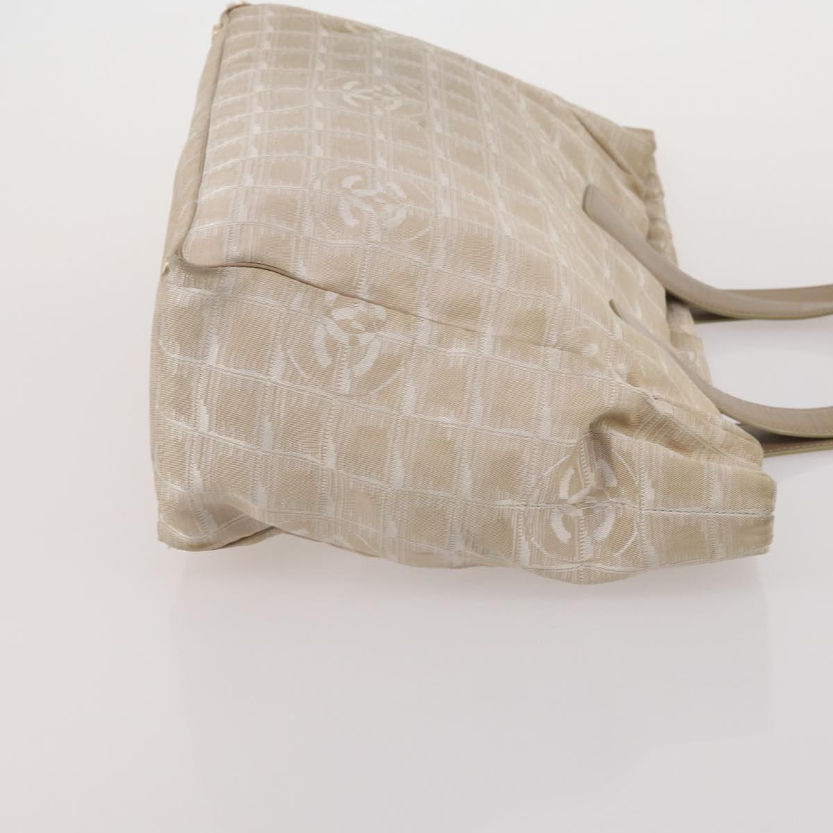 HERMES Chanel Tote Bag Canvas 2 Set Black Beige Auth ti4035