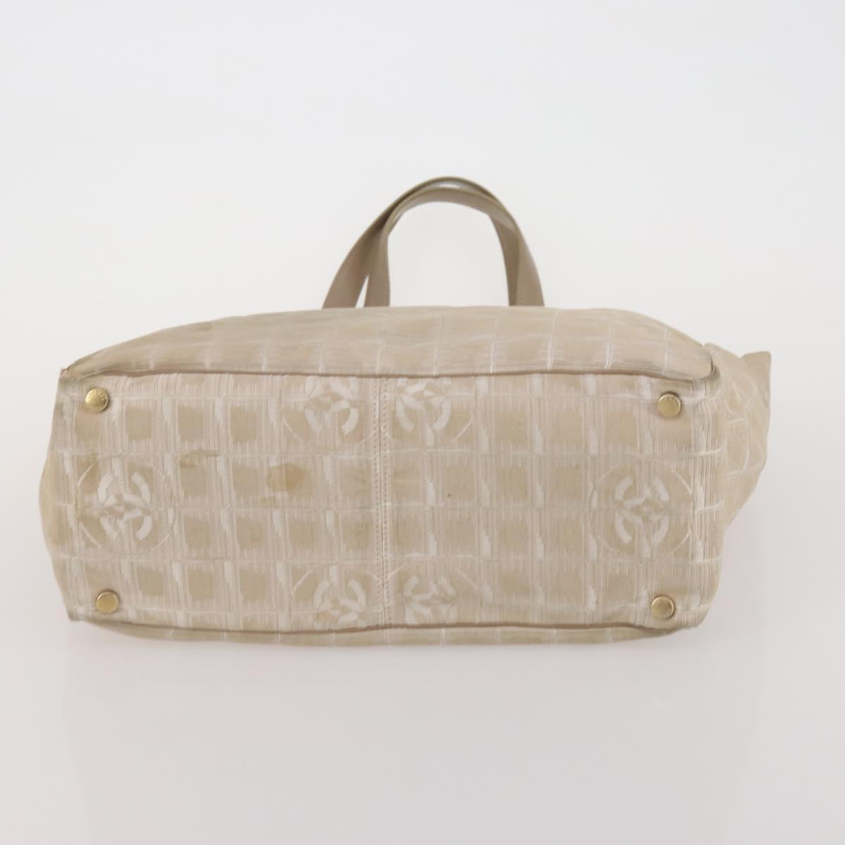 HERMES Chanel Tote Bag Canvas 2 Set Black Beige Auth ti4035
