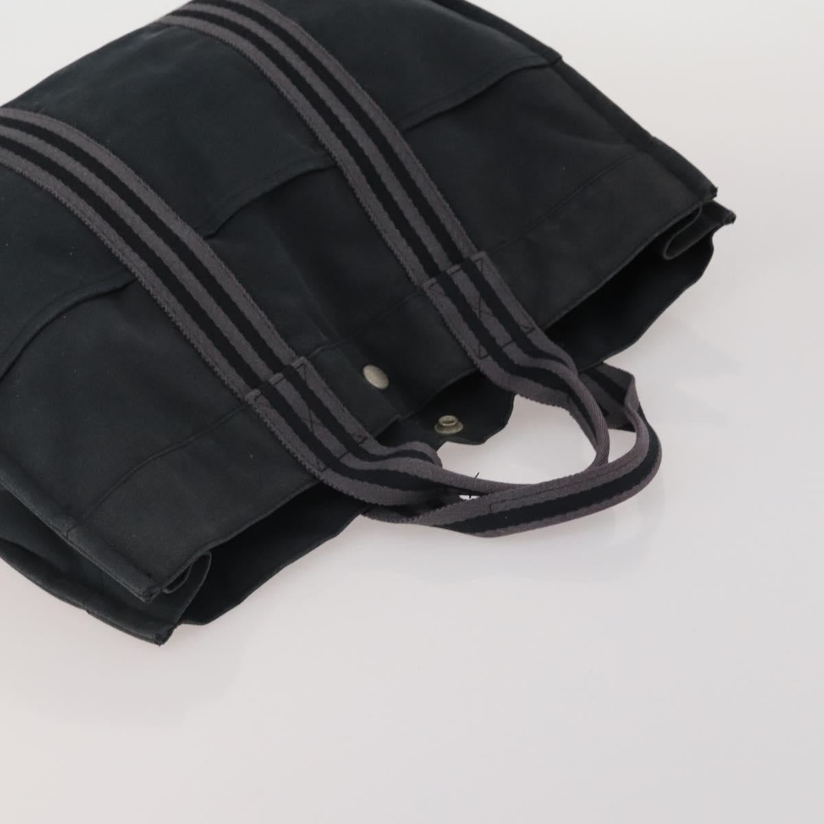 HERMES Chanel Tote Bag Canvas 2 Set Black Beige Auth ti4035