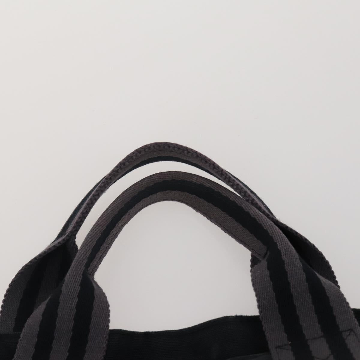 HERMES Chanel Tote Bag Canvas 2 Set Black Beige Auth ti4035