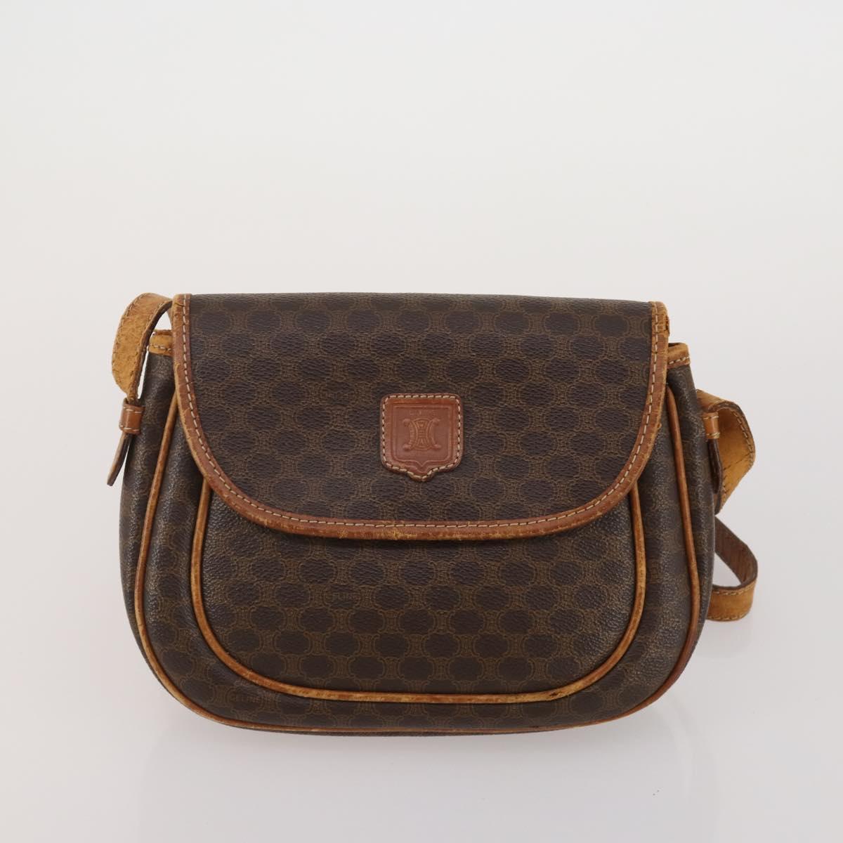 CELINE Bally Macadam Tote Bag Shoulder Bag Leather PVC 4 Set Brown Auth ti4036