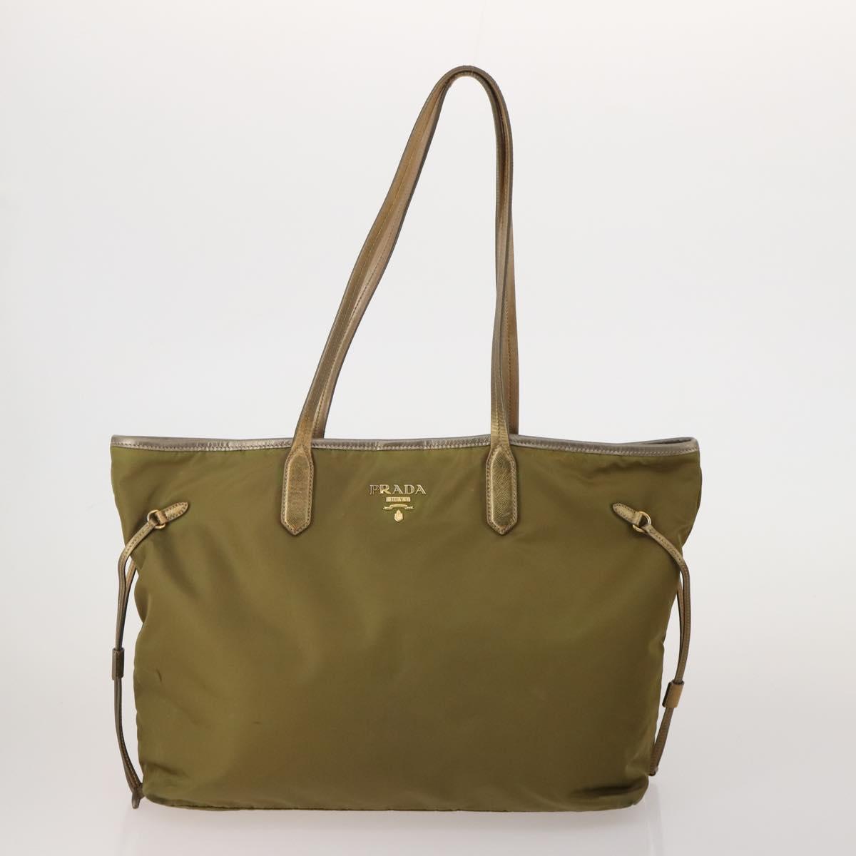 PRADA Shoulder Bag Tote Bag Nylon 4 Set Khaki Pink Auth ti4038