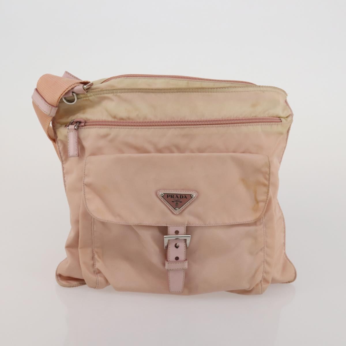 PRADA Shoulder Bag Tote Bag Nylon 4 Set Khaki Pink Auth ti4038