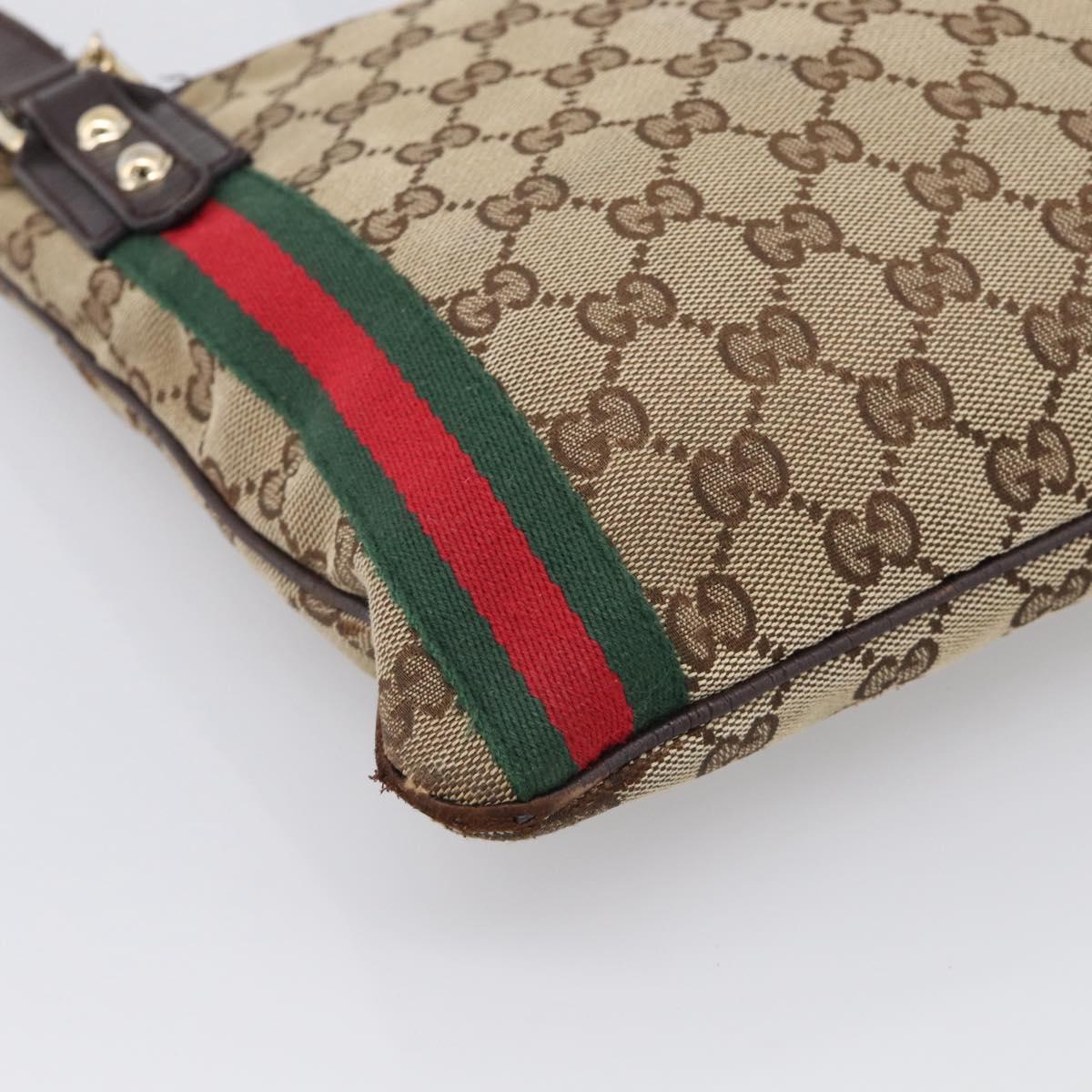 GUCCI GG Canvas Shoulder Bag Beige Gold Tone 144388 Auth ti4042