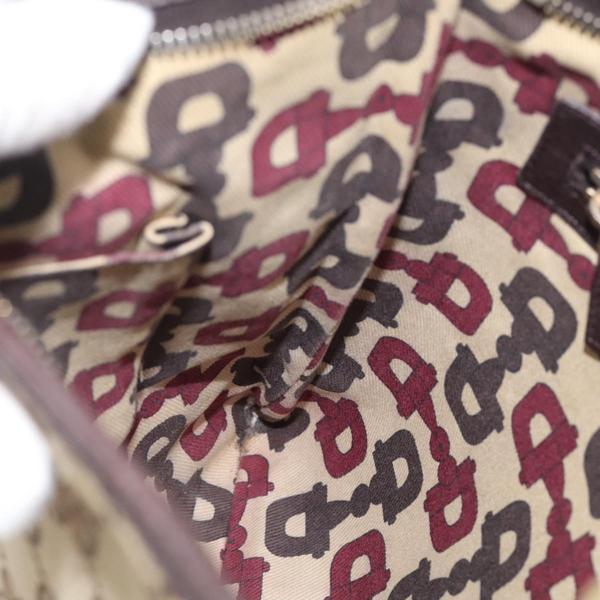 GUCCI GG Canvas Shoulder Bag Beige Gold Tone 144388 Auth ti4042