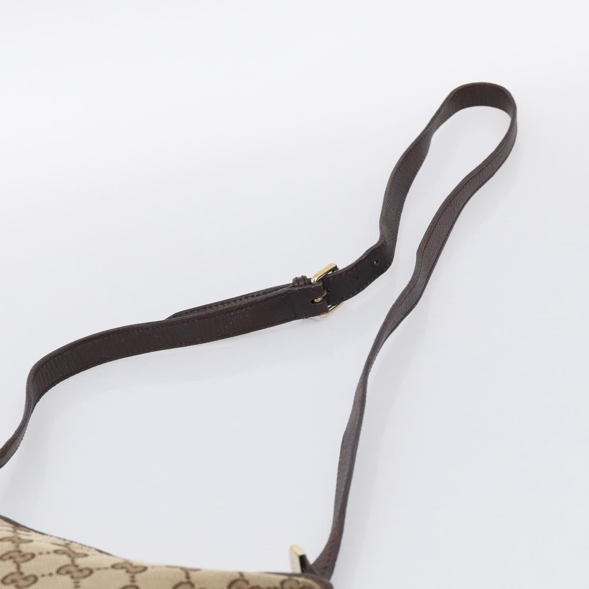 GUCCI GG Canvas Shoulder Bag Beige Gold Tone 144388 Auth ti4042