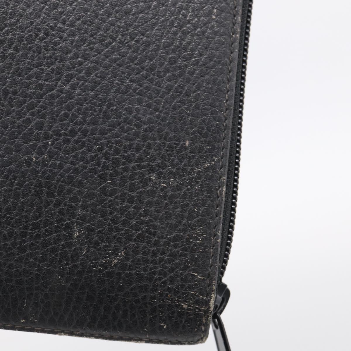 HERMES Clutch Bag Leather Black Auth ti4044