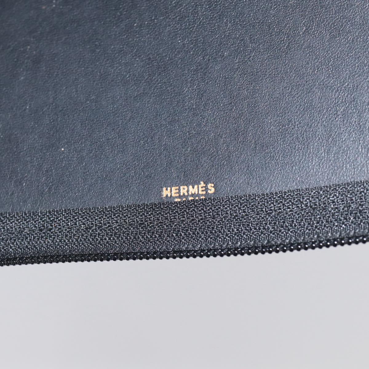 HERMES Clutch Bag Leather Black Auth ti4044