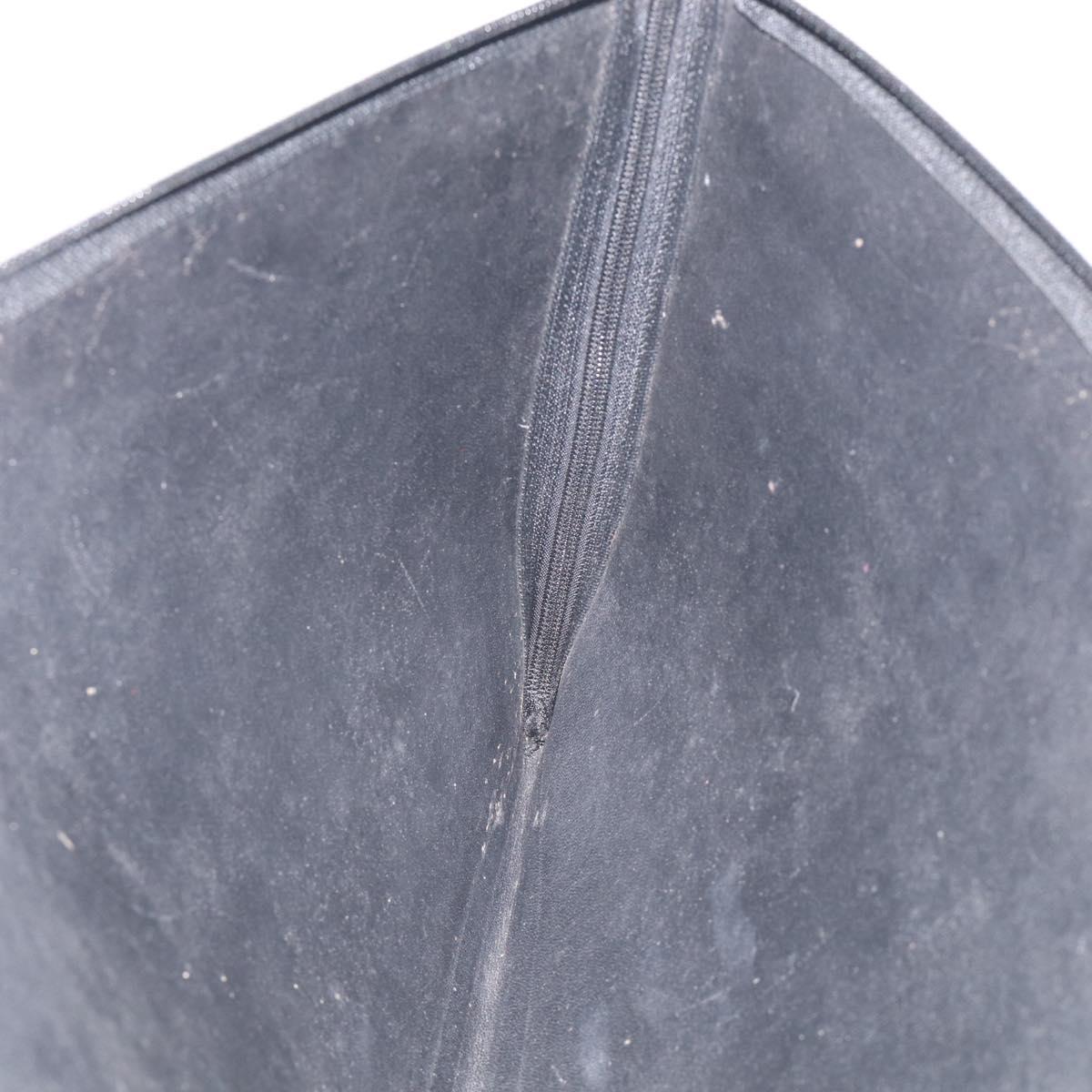 HERMES Clutch Bag Leather Black Auth ti4044