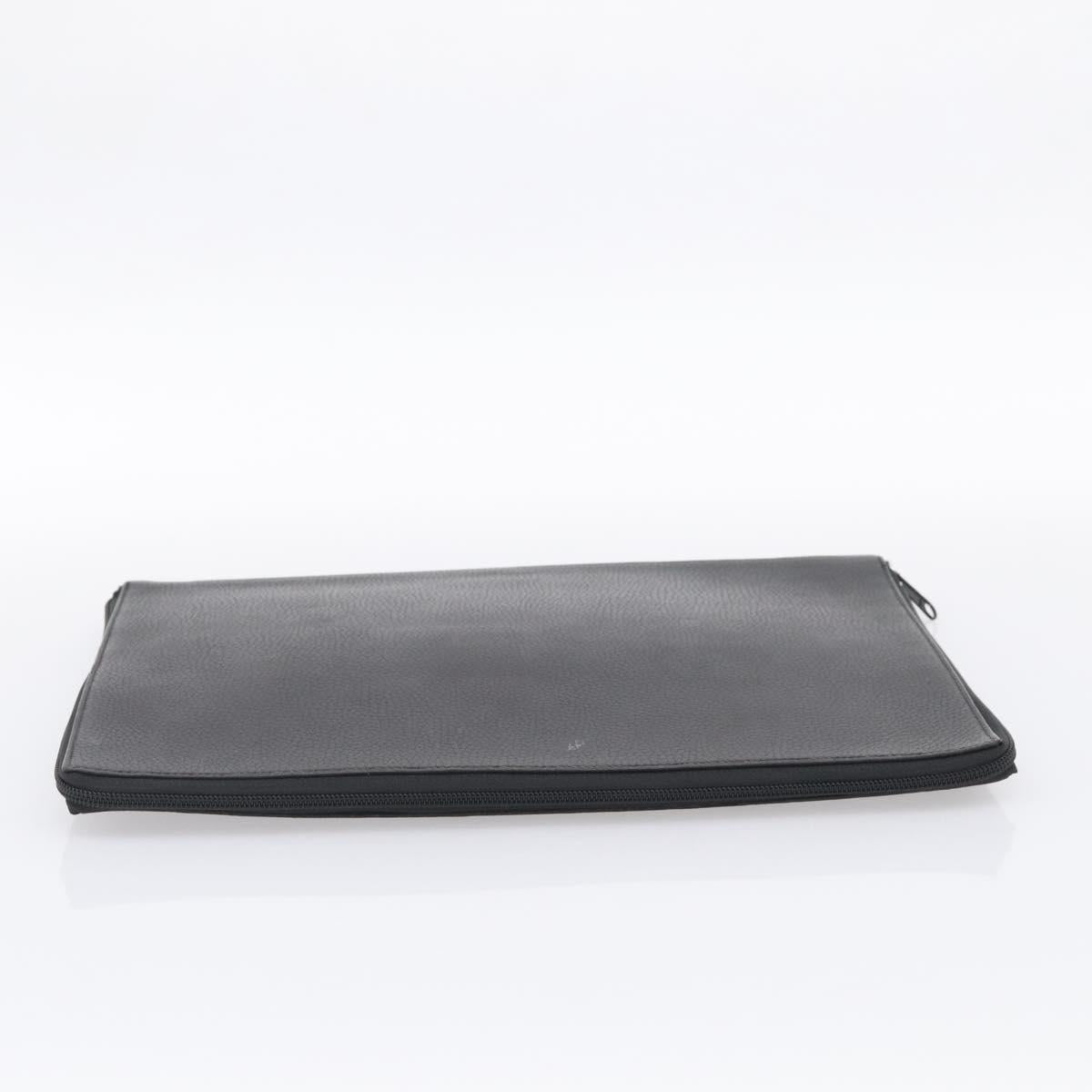 HERMES Clutch Bag Leather Black Auth ti4044