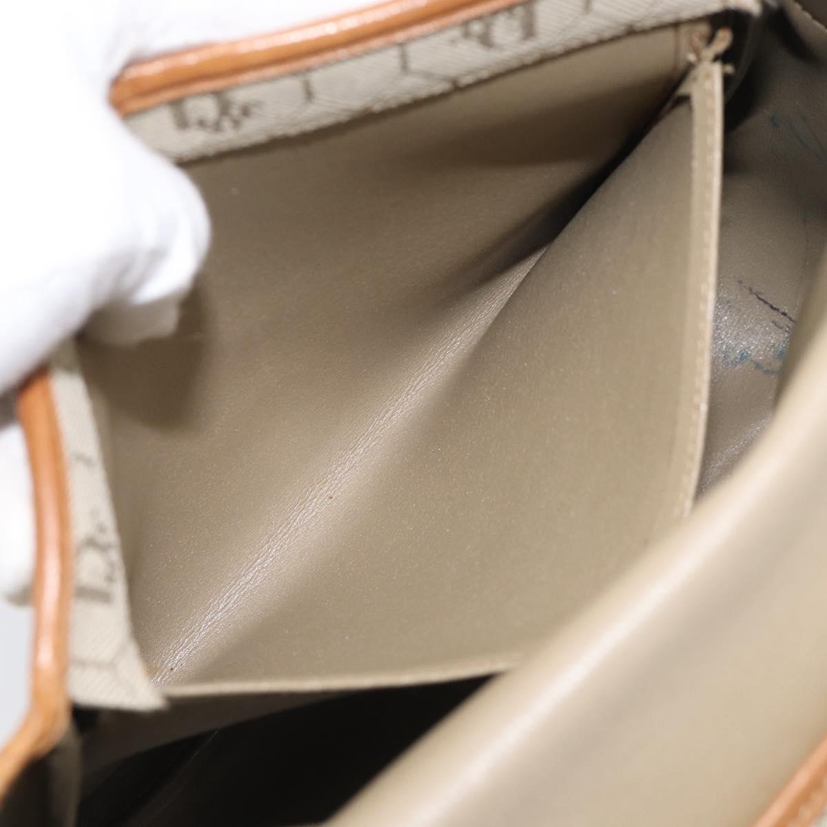 Christian Dior Honeycomb Shoulder Bag Canvas Beige Gold Tone Auth ti4048