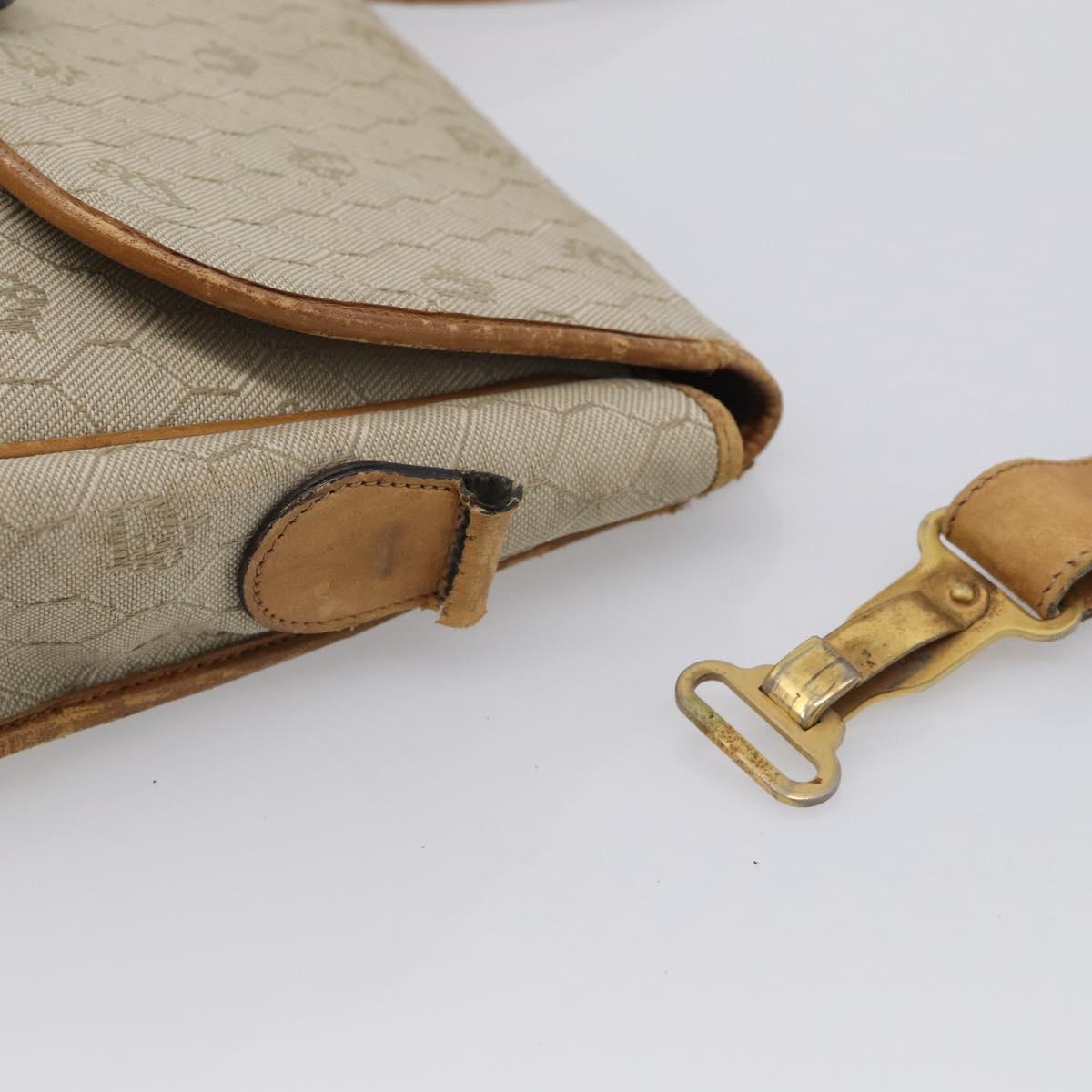 Christian Dior Honeycomb Shoulder Bag Canvas Beige Gold Tone Auth ti4048