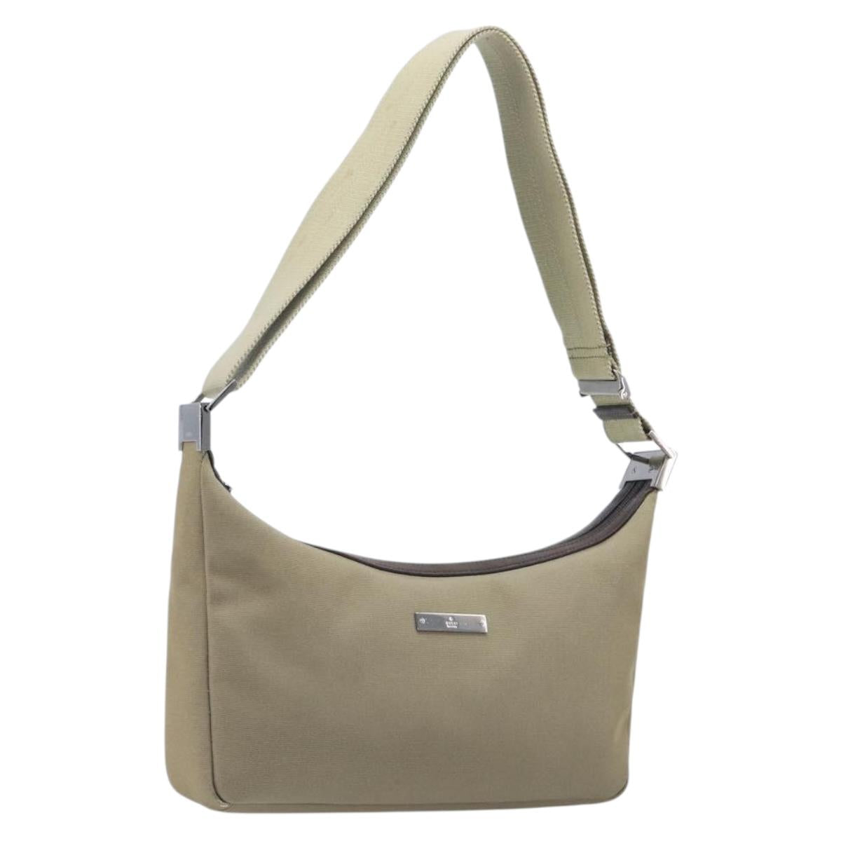 GUCCI Shoulder Bag Canvas Beige Silver 35098 Auth ti4050