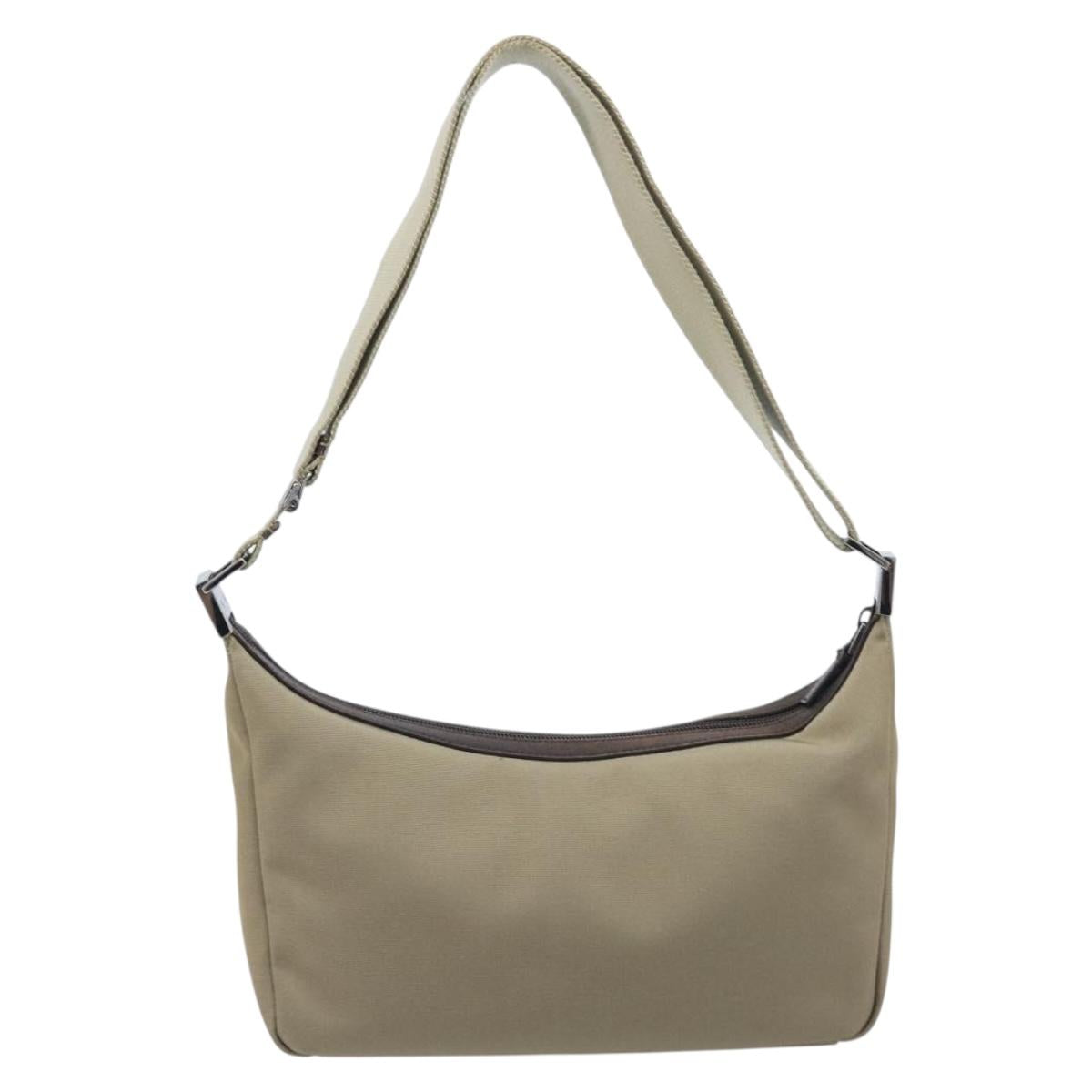 GUCCI Shoulder Bag Canvas Beige Silver 35098 Auth ti4050